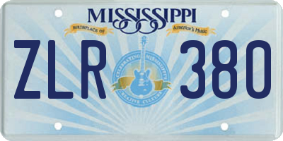 MS license plate ZLR380