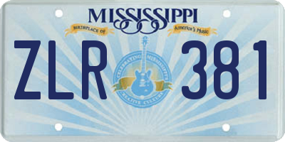 MS license plate ZLR381