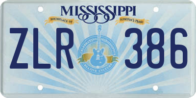 MS license plate ZLR386