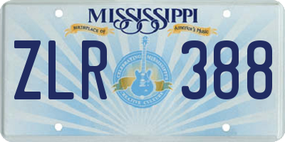 MS license plate ZLR388