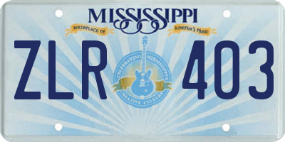 MS license plate ZLR403