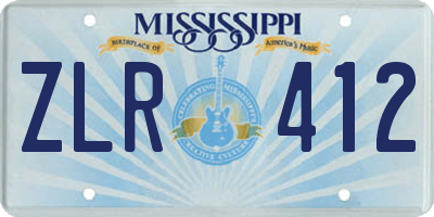 MS license plate ZLR412