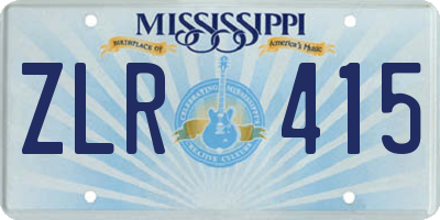MS license plate ZLR415