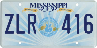 MS license plate ZLR416