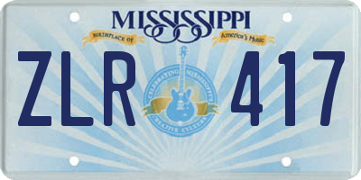 MS license plate ZLR417