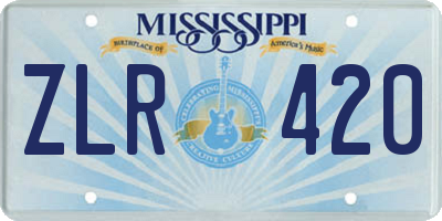 MS license plate ZLR420