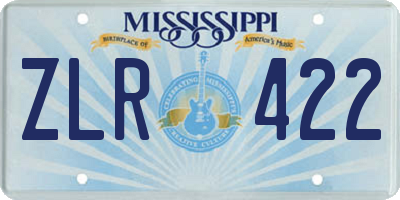 MS license plate ZLR422