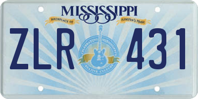 MS license plate ZLR431