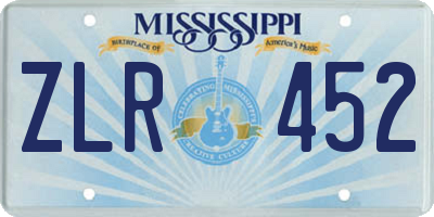 MS license plate ZLR452