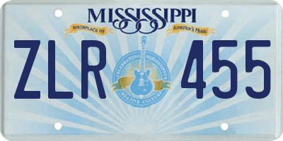 MS license plate ZLR455