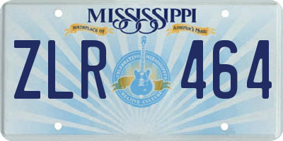 MS license plate ZLR464