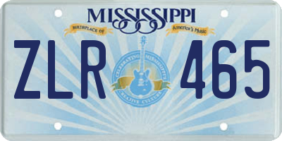 MS license plate ZLR465