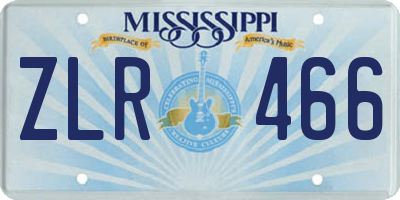 MS license plate ZLR466
