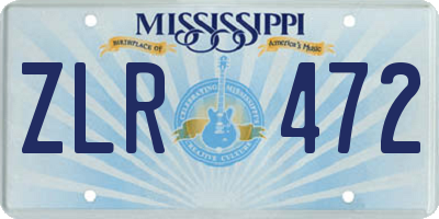 MS license plate ZLR472