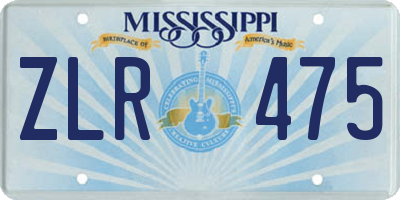 MS license plate ZLR475