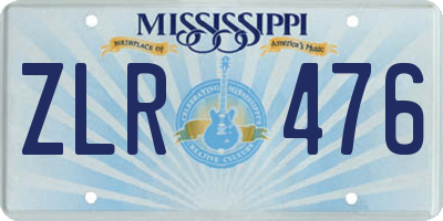 MS license plate ZLR476