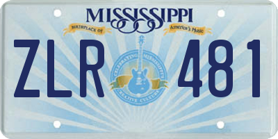 MS license plate ZLR481