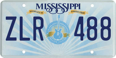 MS license plate ZLR488