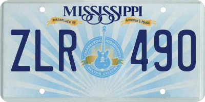 MS license plate ZLR490