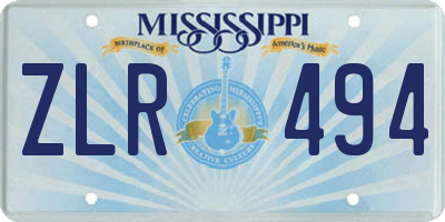 MS license plate ZLR494