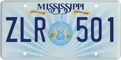 MS license plate ZLR501