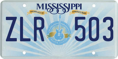 MS license plate ZLR503