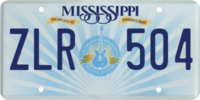 MS license plate ZLR504