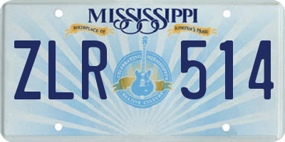 MS license plate ZLR514