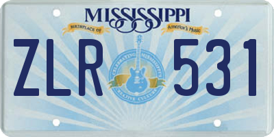 MS license plate ZLR531
