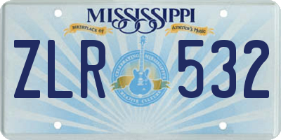 MS license plate ZLR532