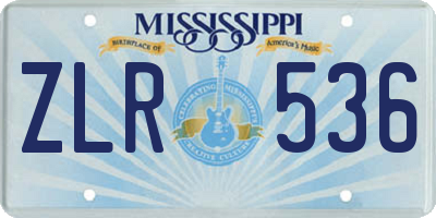 MS license plate ZLR536
