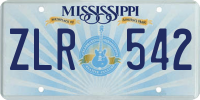 MS license plate ZLR542