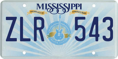 MS license plate ZLR543