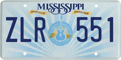 MS license plate ZLR551