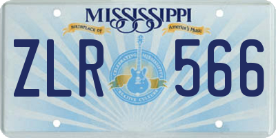 MS license plate ZLR566