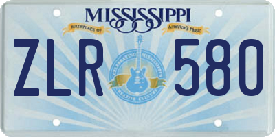 MS license plate ZLR580
