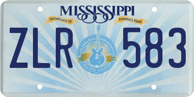 MS license plate ZLR583