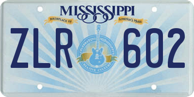 MS license plate ZLR602