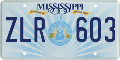 MS license plate ZLR603