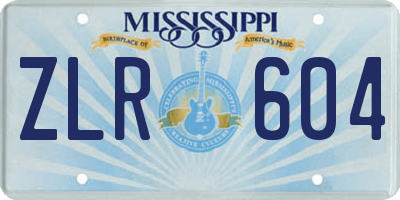 MS license plate ZLR604