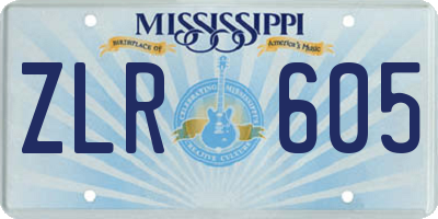MS license plate ZLR605