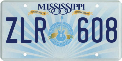 MS license plate ZLR608