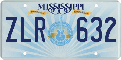 MS license plate ZLR632