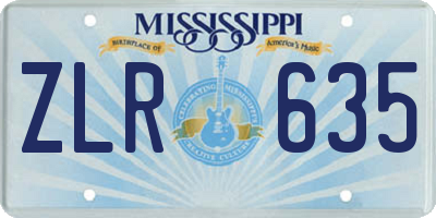 MS license plate ZLR635