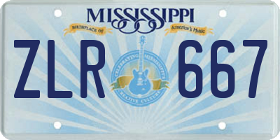 MS license plate ZLR667