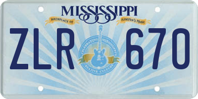 MS license plate ZLR670