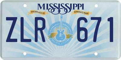MS license plate ZLR671