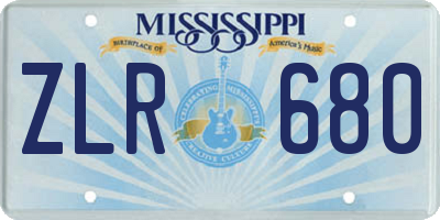 MS license plate ZLR680