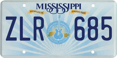 MS license plate ZLR685