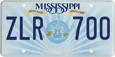 MS license plate ZLR700
